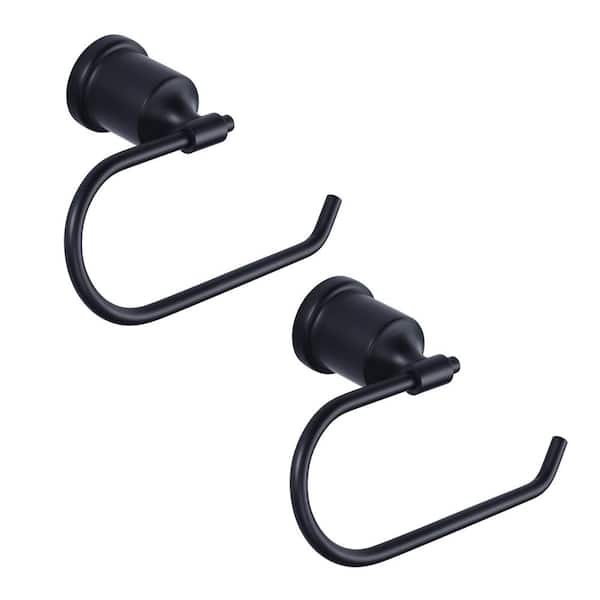 IVIGA Stainless Steel Open Arm Wall-Mount Single Post Toilet Paper Holder with Mounting Hardware in Matte Black (2-Pack)