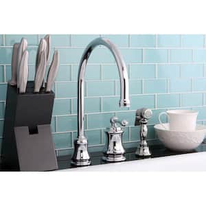 Restoration Single-Handle Standard Kitchen Faucet with Side Sprayer in Polished Chrome