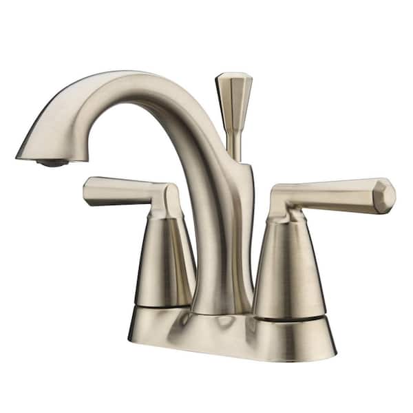 Ultra Faucets Z 4 in. Centerset 2-Handle Bathroom Faucet with Drain Assembly, 1.5 GPM, Spot Resist in Brushed Nickel