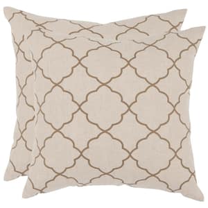 Sophie Taupe 18 in. x 18 in. Throw Pillow (Set of 2)