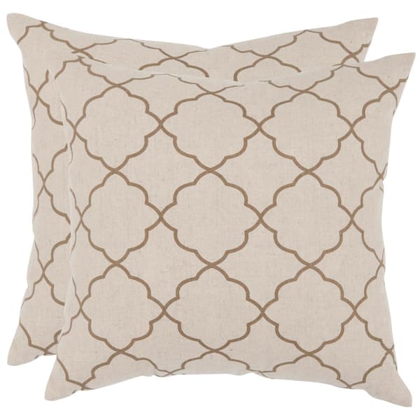 SAFAVIEH Sophie Taupe 18 in. x 18 in. Throw Pillow (Set of 2)