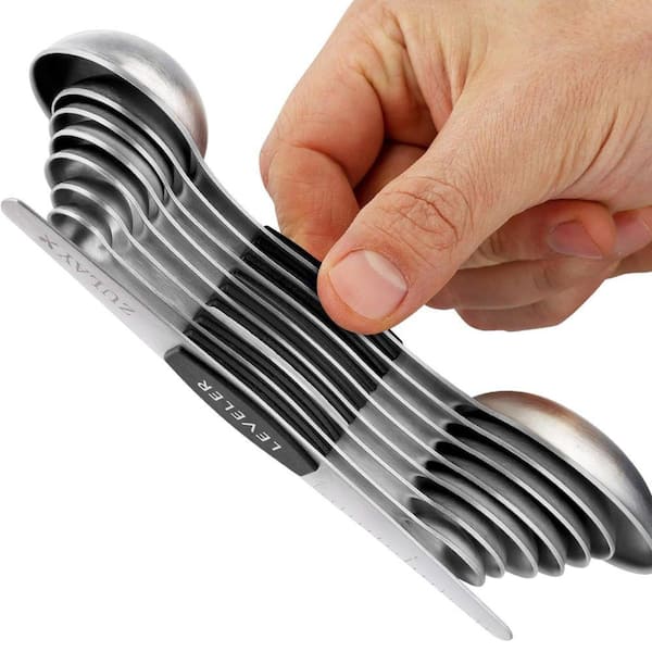 Zulay Kitchen Stackable Magnetic Measuring Spoon Set of 8 - Black