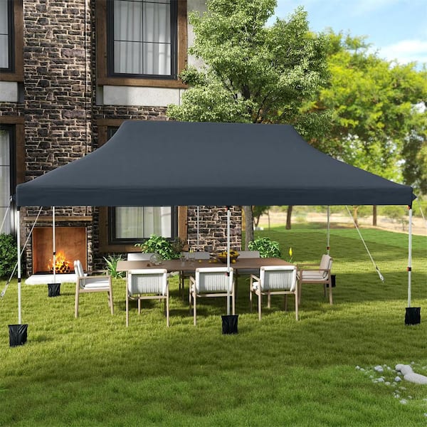 10 ft. x 20 ft. Black Pop-up Canopy Sun Protection Tent with Carrying Bag