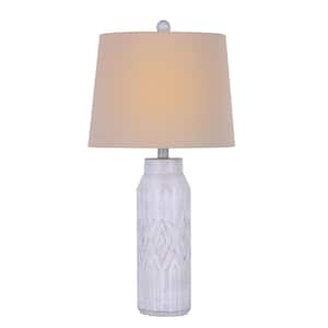26 in. Antique White Diamond Table Lamp with Decorator Shade