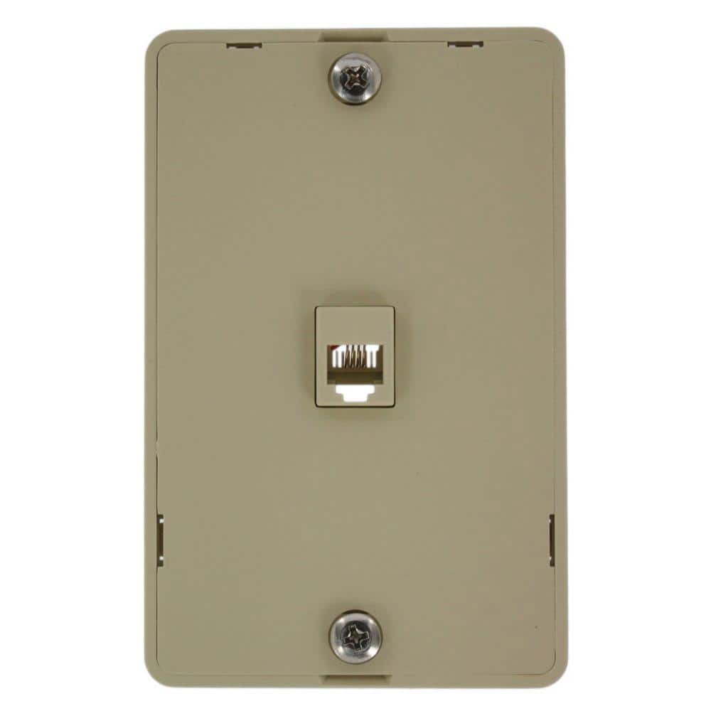 Leviton 6Position 4Conductor Screw Terminals Telephone Wall Jack In Ivory 40214I The Home Depot