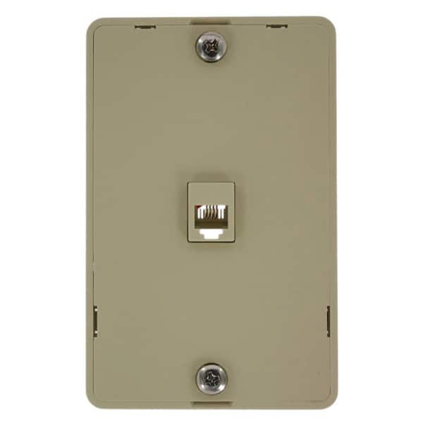 Leviton 1-Gang Ivory Plastic Screw Terminals Standard Telephone Wall Jack (1-Pack) 40214-I