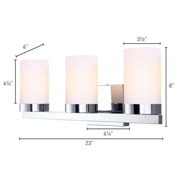 CANARM Milo 3-Light Chrome Bath Light IVL429A03CH - The Home Depot