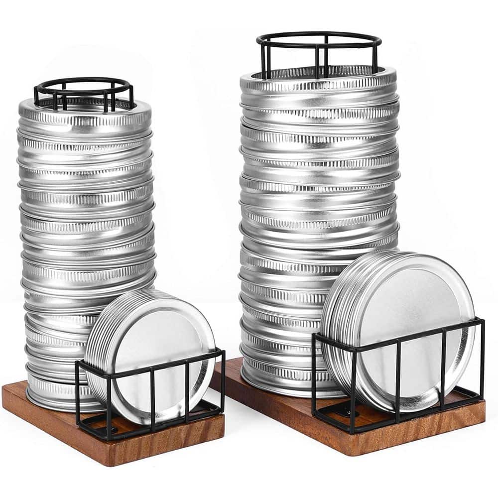 Black Finish Mason Jar Lid Organizer Drawer Organizer with Iron and Pine, Holds 20 Lids and 20 Rings, 2pcs price history on PriceWatchPro