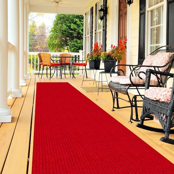 Scrabe Rib Waterproof Non-Slip Rubberback Ribbed Red Indoor/Outdoor Utility Rug Ottomanson Rug Size: Runner 2' x 26