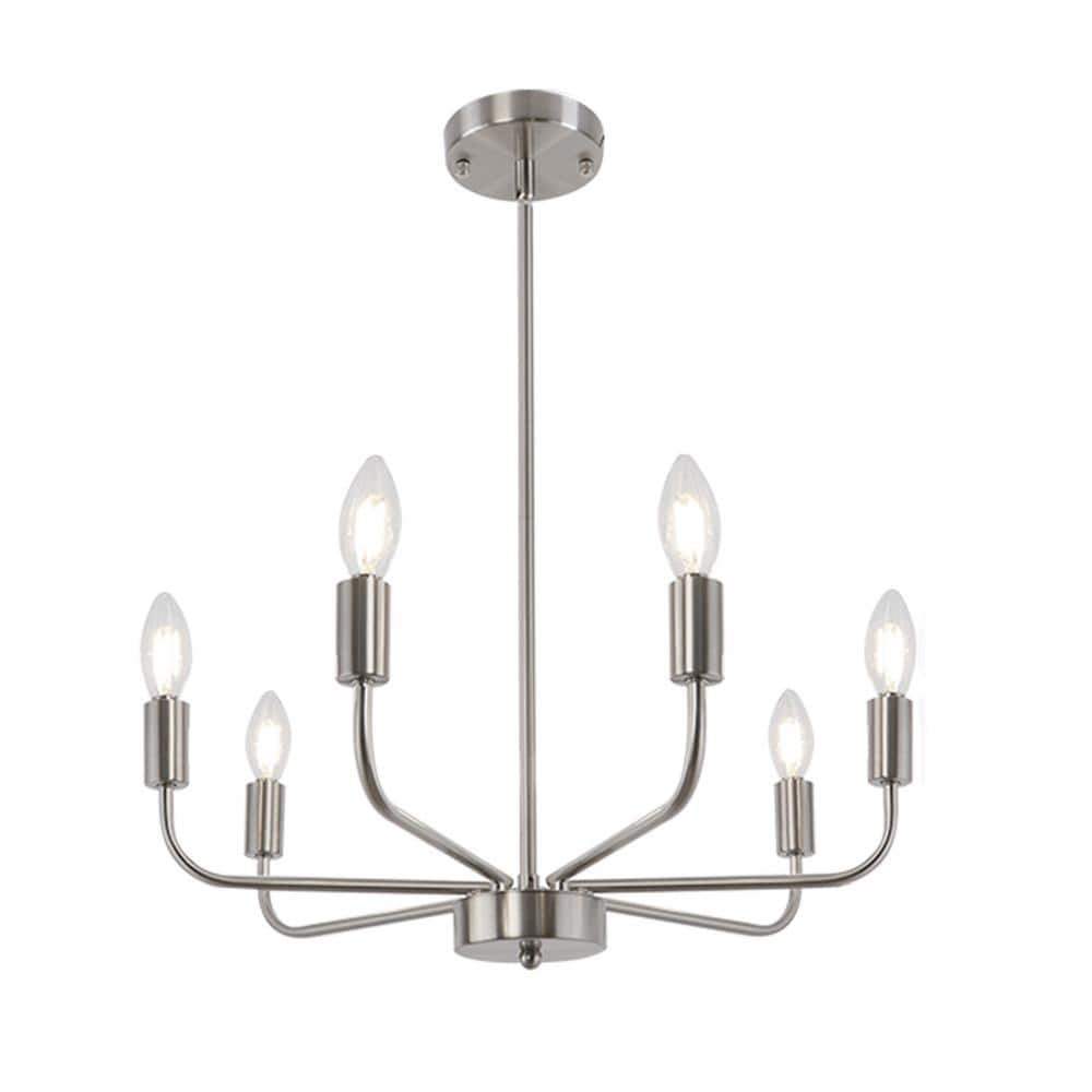 6-Light Nickel Classic Modern Simple Farmhouse Chandelier for Dining Room Bedroom Livinig Room Foyer price history on PriceWatchPro