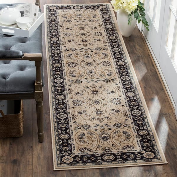 Lyndhurst 2 ft. x 10 ft. Light Beige/Anthracite Antique Speckled Floral Runner Rug