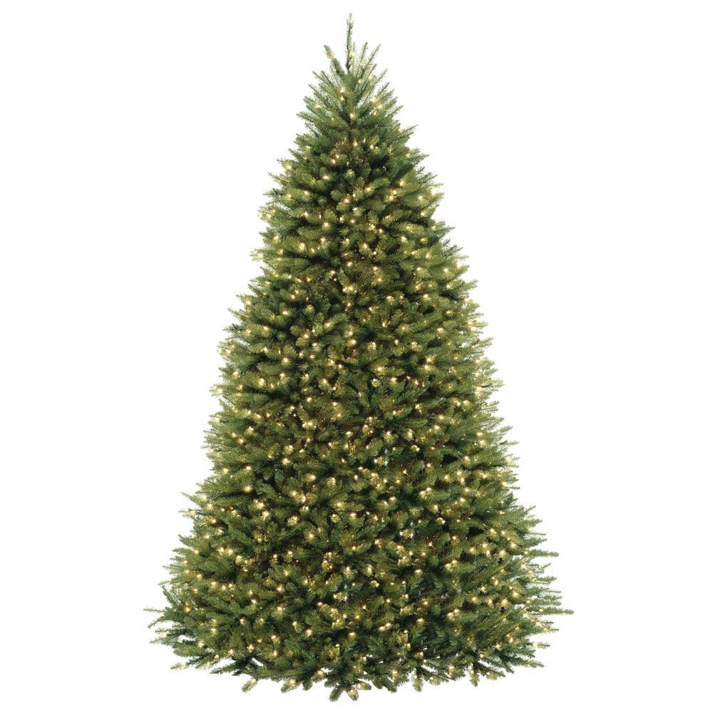 National Tree Company 9 ft. Dunhill Fir Hinged Tree with Clear Lights ...