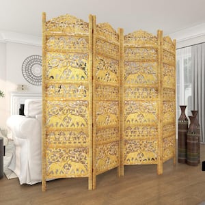 72 in. Gold Wood Traditional Room Divider Screen