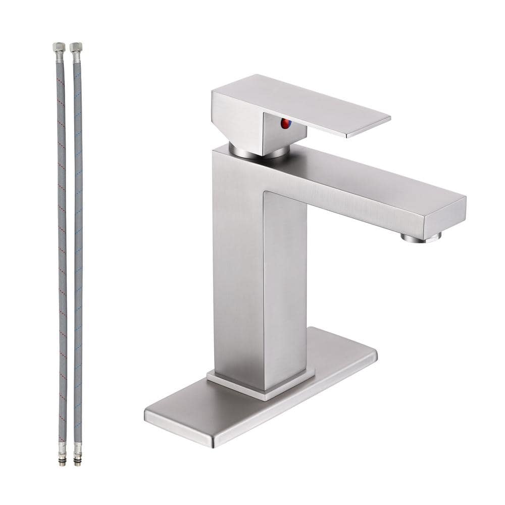 Single Handle Single Hole Bathroom Faucet with Deck plate Included in Brushed Nickel price history on PriceWatchPro