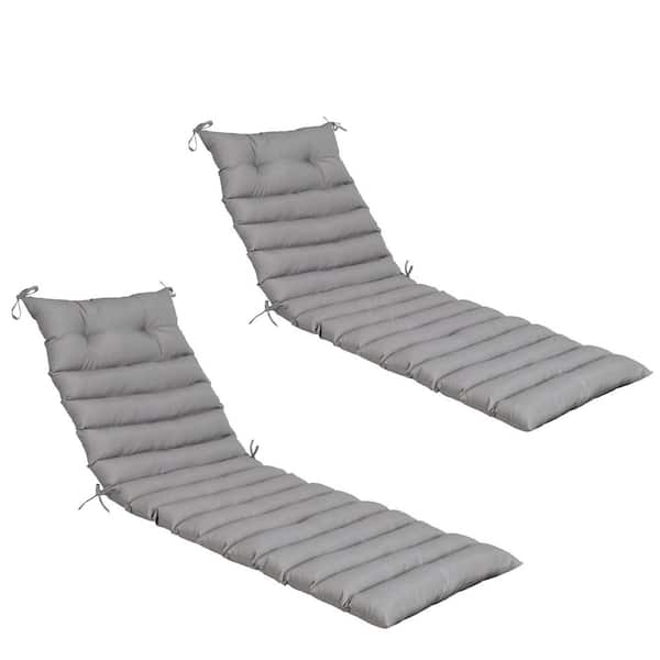 24 in. x 73 in. Outdoor Patio Chaise Lounge Cushion in Gray (Set of 2)