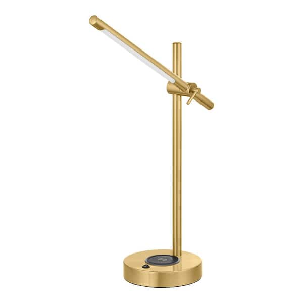 22 in. Indoor Gold Integrated LED Table Lamp with Built-in Wireless Charging Pad