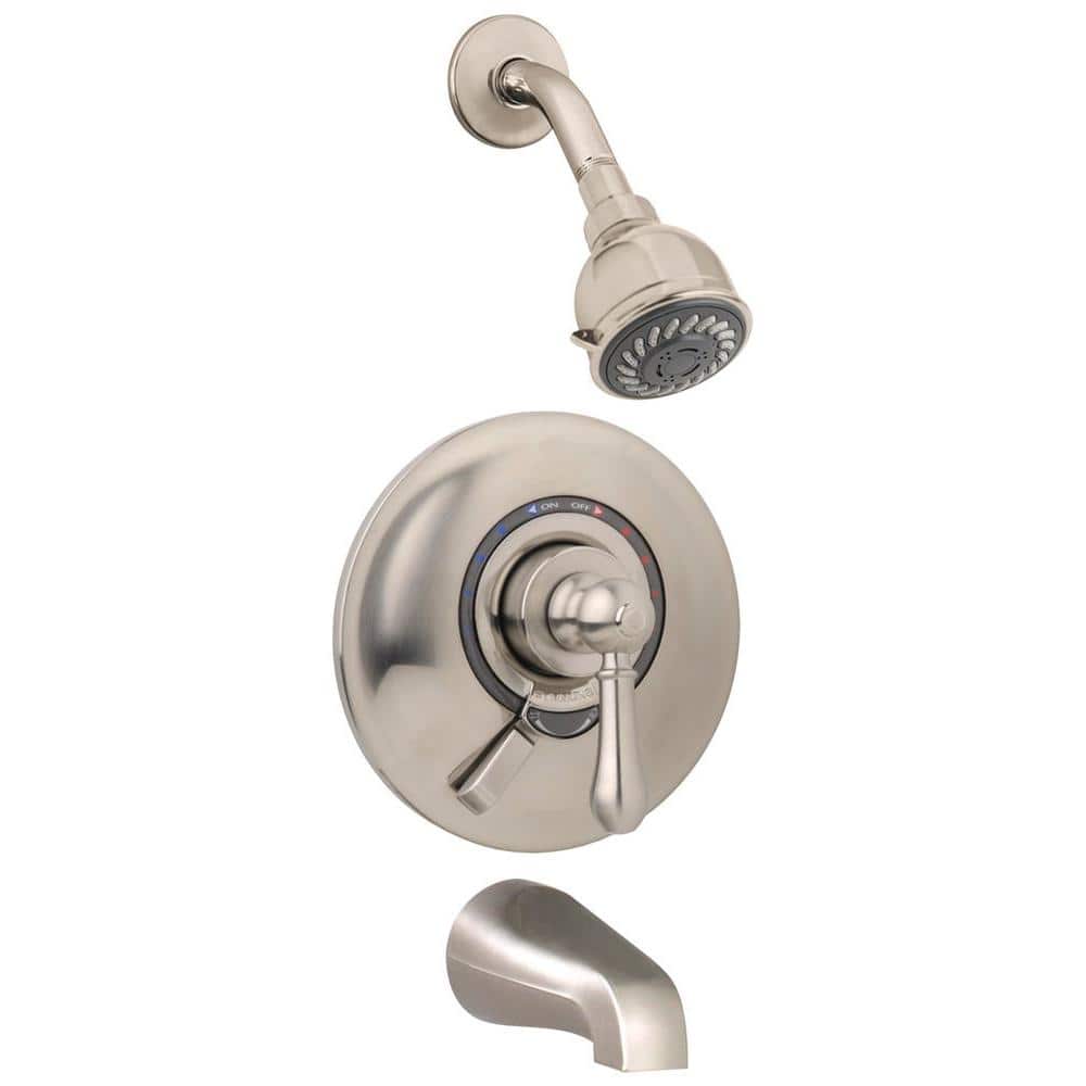 Symmons Allura Pressure Balance Single Handle 3 Spray Tub And Shower Faucet In Satin Nickel