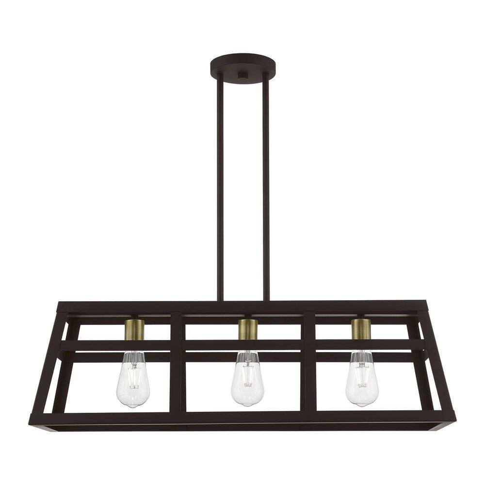 Bronze and Antique Brass 30" Cage Chandelier