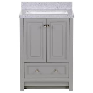Brinkhill 25 in. W x 22 in. D x 39 in. H Single Sink  Bath Vanity in Sterling Gray with Silver Ash Solid Surface Top