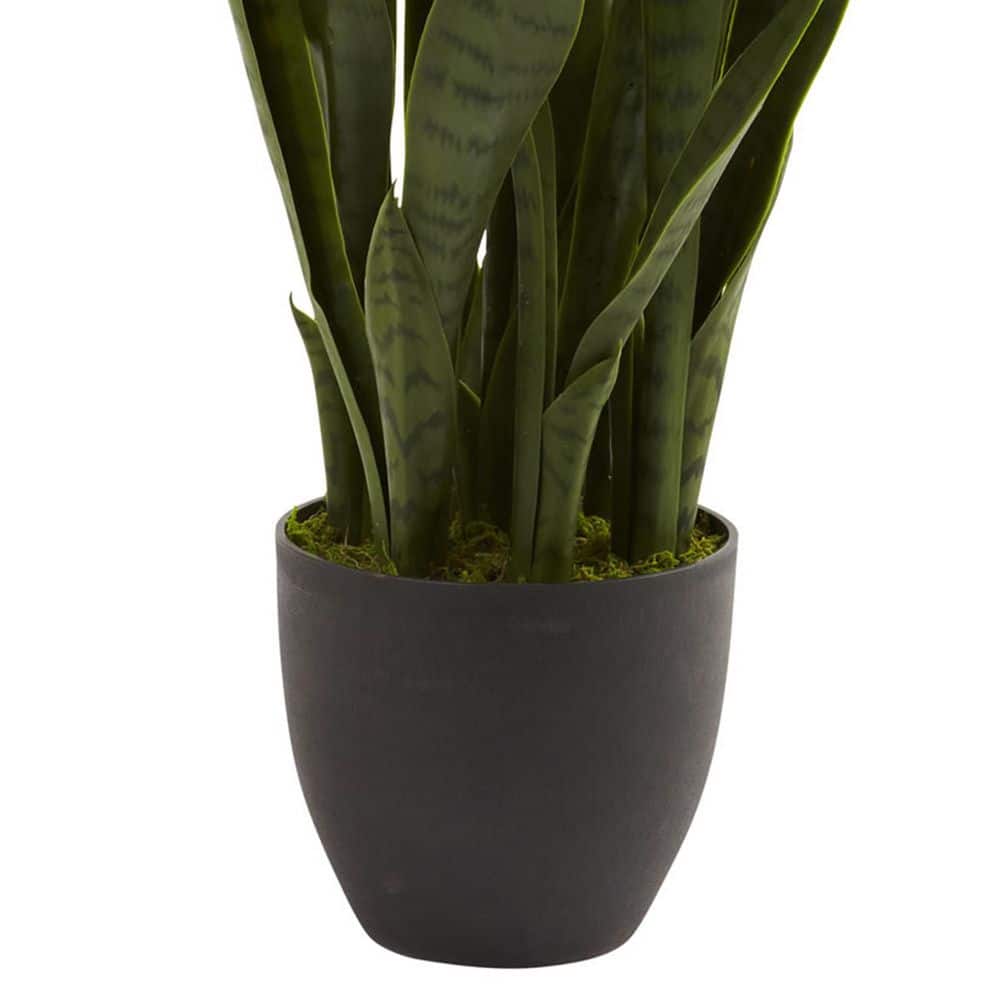Nearly Natural Artificial Sansevieria with Black Planter