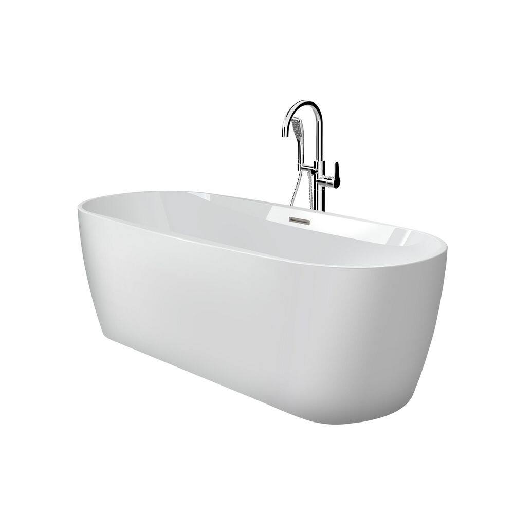 JACUZZI PRIMO 67 in. x 31.5 in. Soaking Bathtub with Center Drain in White with Chrome Round Tub Filler -  MZ45C59