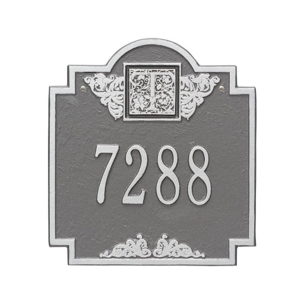 Whitehall Products Monogram Standard Square Pewter/Silver Wall 1-Line Address Plaque