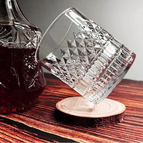 11.02 oz. Clear Glassware Set ((set of 4))-Old Fashioned Whiskey Glasses Thick Bottom Rum Style Glassware for Bourbon 29CPH048071