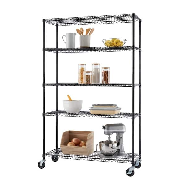 TRINITY 5-Tier Outdoor Wire Shelving w/ Wheels, Gray Epoxy Finish, NSF  Certified