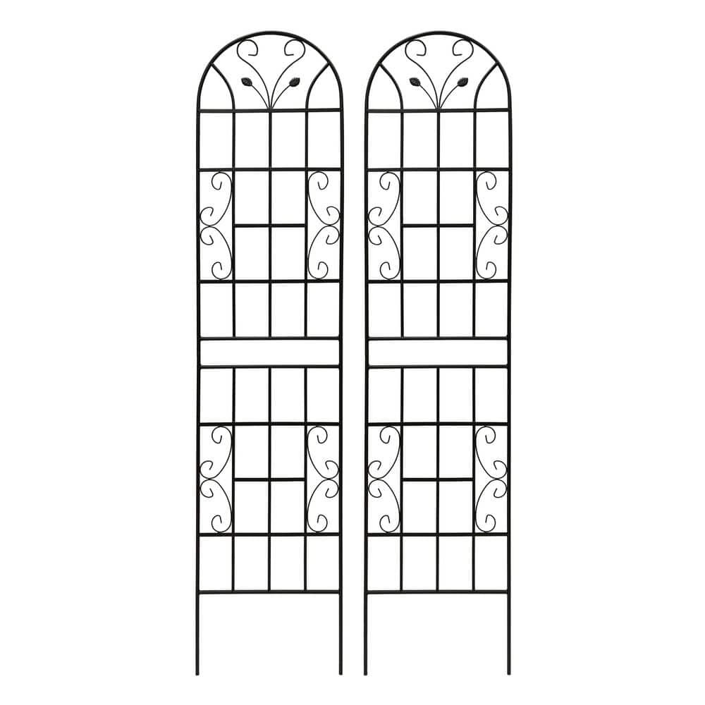 86.7 in. Black Powder-Coated Metal Garden Trellis for Outdoor Climbing Plants, Rustproof Support Panel price history on PriceWatchPro