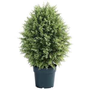 26" Artificial Cypress Tree in Dark Green Round Growers Pot