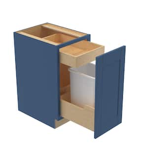 Washington Vessel Blue Plywood Shaker Assembled Trash Can Kitchen Cabinet Soft Close 15 in W x 24 in D x 34.5 in H
