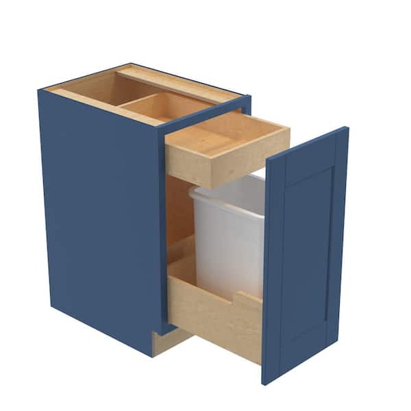 Home Decorators Collection Washington Vessel Blue Plywood Shaker Assembled Trash Can Kitchen Cabinet Soft Close 18 in W x 24 in D x 34.5 in H