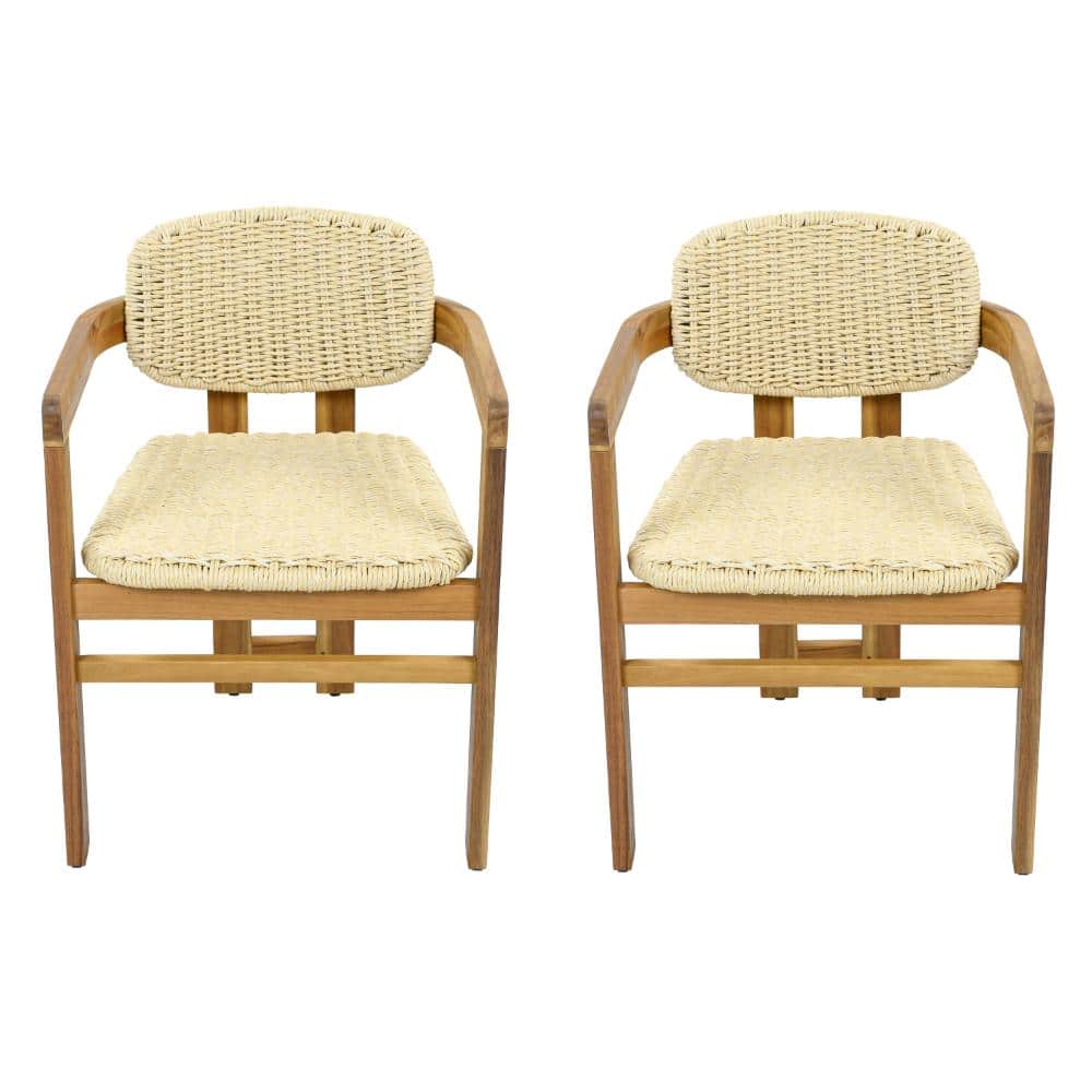 2-Piece Acacia Wood Outdoor Lounge Chair With Woven Rattan Seat price history on PriceWatchPro