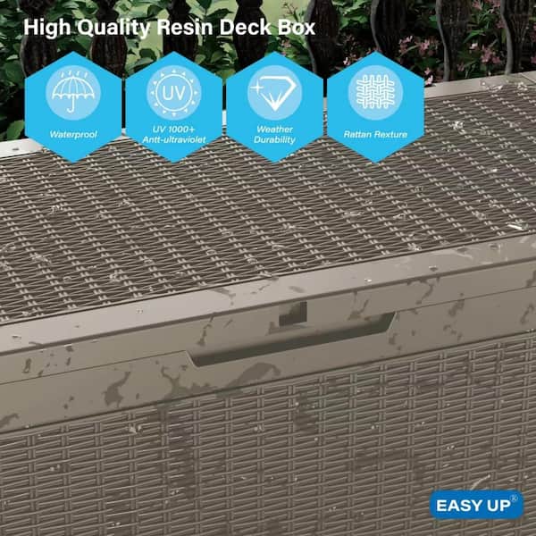 Light Brown Resin 100 Gallon Deck Box-All-Weather Outdoor and Indoor Solution