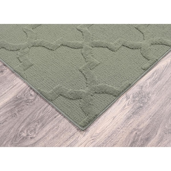 Quatro Sage 9 ft. x 12 ft. Quatrefoil Polypropylene Rectangle Area Rug