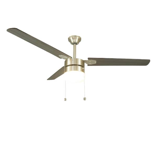PRIVATE BRAND UNBRANDED Montgomery 56 in. Indoor Brushed Nickel Ceiling Fan with Light