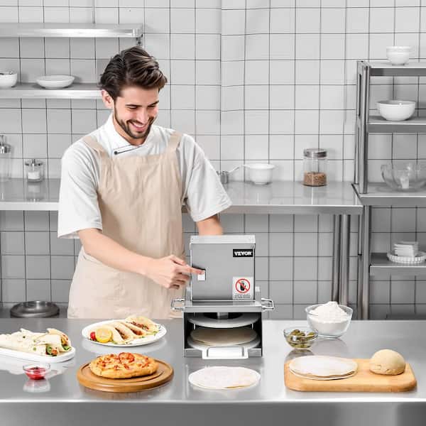 Electric Pizza Dough Press Machine, 6 in. Pizza Pastry Press Plate, Stainless Steel Bread Presser, Adjustable Machine