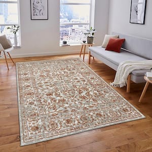 Alpine 2 ft. X 3 ft. Orange/Gray Border Area Rug