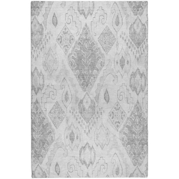 Dream Shag Premium Machine Washable Abstract ADS776 Silver 8 ft. x 10 ft. Area Rug