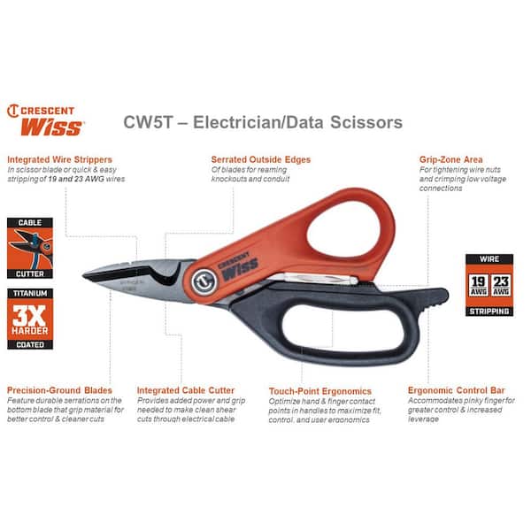 Wiss 5 in. Electrical Scissors CW5T - The Home Depot