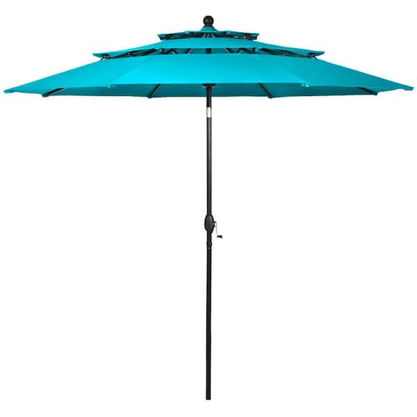 Unbranded 10 ft. Aluminum Pole Market Patio Umbrella in Turquoise