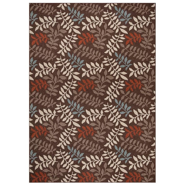 Concord Global Trading Chester Leafs Brown 3 ft. x 5 ft. Area Rug
