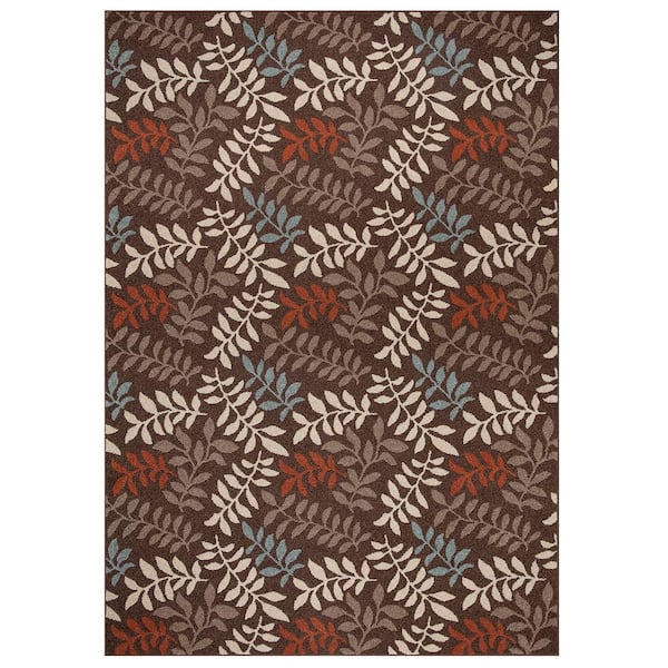 Concord Global Trading Chester Leafs Brown 5 ft. x 7 ft. Area Rug