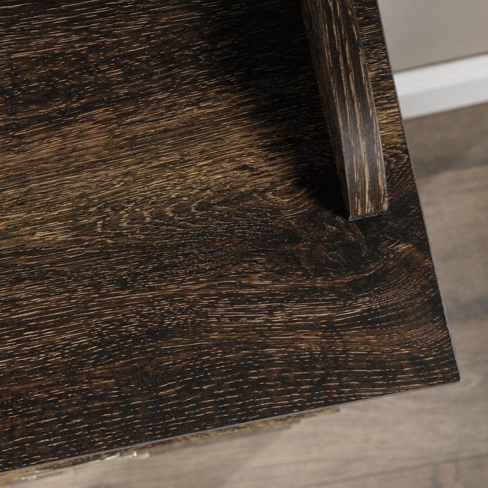 Iron Oak Finish Adjustable Bookcase with Cubbyhole Storage