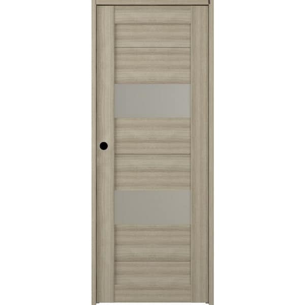 Belldinni Berta 36 in. x 83.25 in. Right-Hand Frosted Glass Shambor Solid Core Wood Composite Single Prehung Interior Door