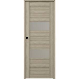 Berta 28" x 95.25" Right-Hand Frosted Glass Shambor Solid Core Wood Composite Single Prehung Interior Door