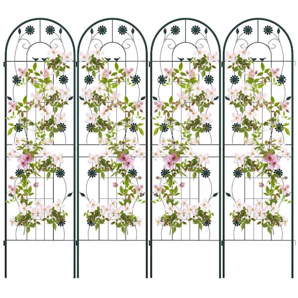 FORCLOVER 71 in. x 20 in. Metal Garden Trellis for Climbing Plants in Green (4-Pack)