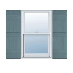 14 in. W x 55 in. H Vinyl Exterior Joined Board and Batten Shutters Pair in Wedgewood Blue