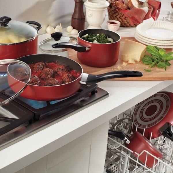 Farberware Cookstart 15pc Aluminum Nonstick Cookware Set With Prestige  Tools Red : Target