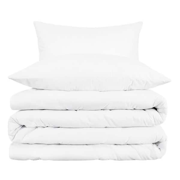 White Solid Color Queen Cotton Duvet Cover Set